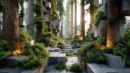 Exploring Innovative Concrete Bench Designs with Vibrant Greenery and Modern Technology Integration