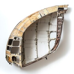 Airplane fuselage section with studio shot.