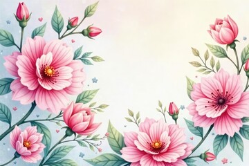 Fototapeta premium Delicate watercolor floral pattern, pastel hues, soft focus, pattern, floral