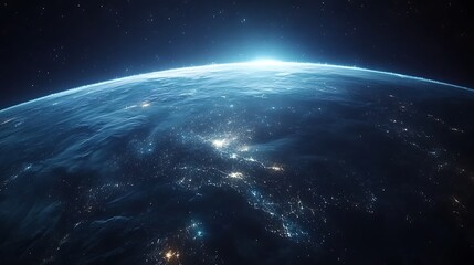Earth at Night from Space, A view of Earth from space showing illuminated cities at night