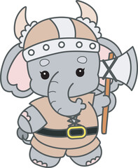 Cute Elephant vector icon. Funny baby Elephant animal series stock illustration. Life of fluffy Elephant designs.