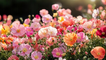 Vibrant poppy field in sunlight