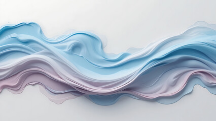 Fototapeta premium Abstract swirling curves in flowing liquid paint lines in shades of soft blue and pastel pink