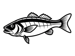 Fototapeta premium Fish icon black silhouette. Fisheries logo symbol