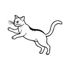 Pet Cat Jump in One Line Art Style for Minimalist Projects