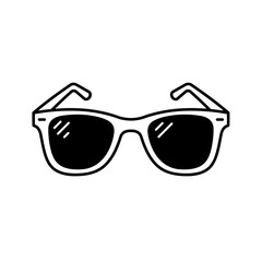 Sunglasses icon in black and white style, minimalist design  