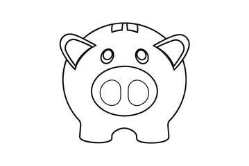 Outlined Piggy Bank Cartoon Illustration For Coloring Books And Educational Resources