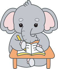 Cute Elephant vector icon. Funny baby Elephant animal series stock illustration. Life of fluffy Elephant designs.