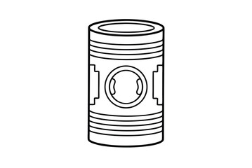 Automotive Component Outline Drawing Illustrating Cylinder Piston Parts For Engineering Concepts