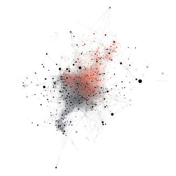 Interconnected Data Nodes on transparent background