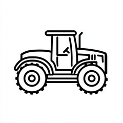 Obraz premium Simple Line Drawing of a Tractor with Large Tires and Cab