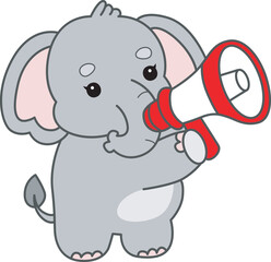 Obraz premium Cute Elephant vector icon. Funny baby Elephant animal series stock illustration. Life of fluffy Elephant designs.