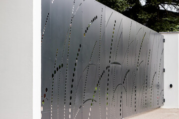 Modern Perforated Metal Fence – Contemporary Outdoor Privacy Panel