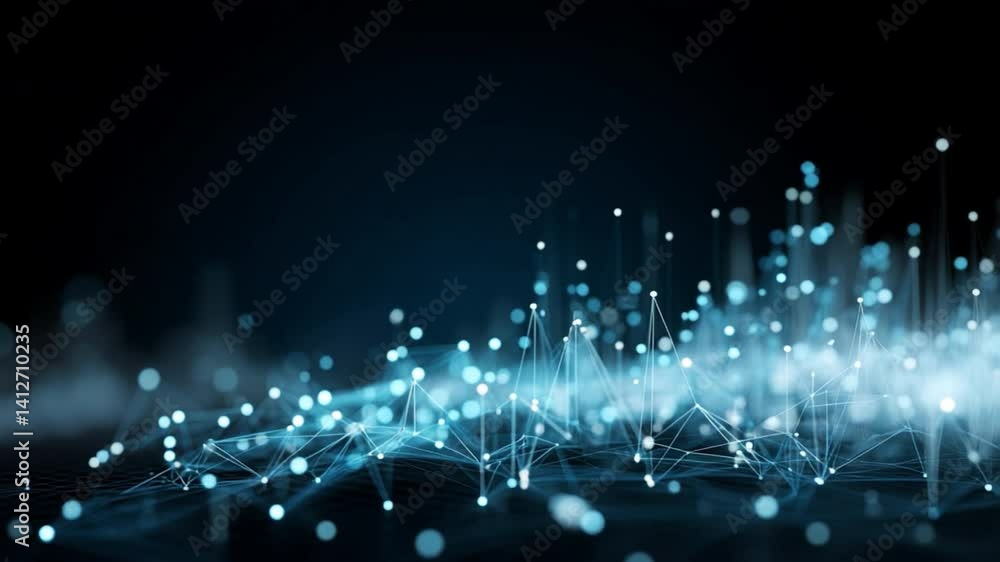 Poster digital network abstraction: a mesmerizing digital network visualization, depicting interconnected n