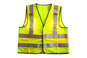 Safety vest reflective neon isolated on transparent background