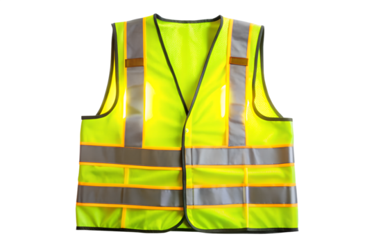 Safety vest reflective neon isolated on transparent background