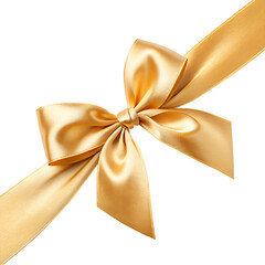 A gold ribbon with a bow on it. The ribbon is long and has a gold color