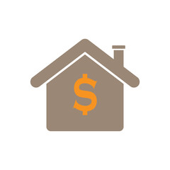House with a dollar sign logo icon illustration flat