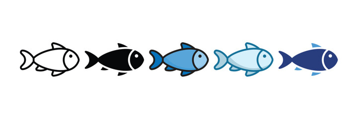 Fish Icon Set Multiple Style Collection