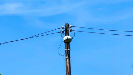 Utility Pole with Power Lines and Transformer