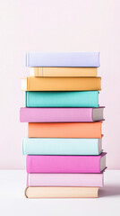 Colorful vertical book stack celebrating international literacy day for educational inspiration