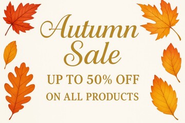 Autumn Sale Announcement Featuring Colorful Leaves and Discounts for Shoppers