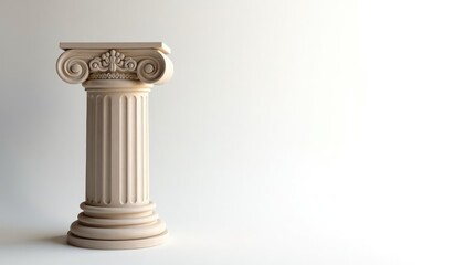 Elegant Roman column detail against pure white backdrop, roman architecture, stone, structure