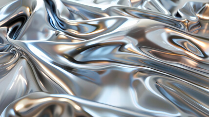 Liquid silver metallic flowing forms background pattern