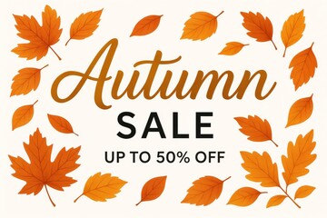 Autumn Sale Announcement Featuring Colorful Leaves and Discounts for Shoppers