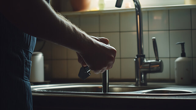 Plumber replacing pipes under a kitchen sink. Highlighting plumbing replacement and maintenance