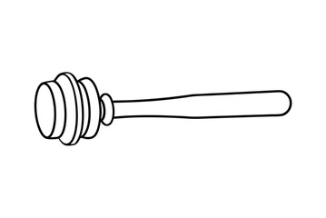 Honey Dipper Outline Isolated On White Background Simple Food Illustration