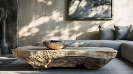 Rustic Wooden Coffee Table in Modern Living Room