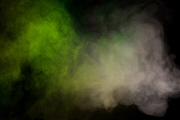 White steam on a black background.