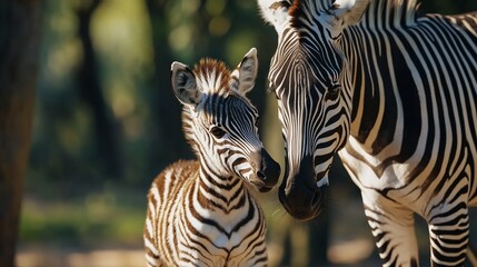 Tender Zebra Family in the African Savanna