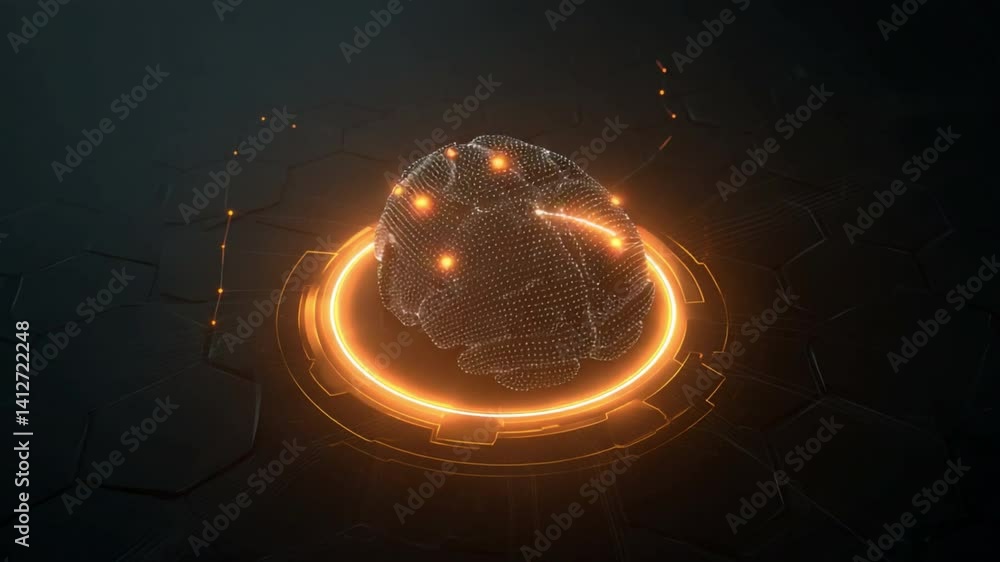 Poster digital brain: a luminous digital brain glows with interconnected circuits, symbolizing the power of