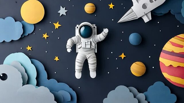Paper Astronaut in Night Sky
