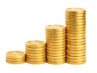A stack of gold coins. The coins are stacked on top of each other. The coins are all the same size