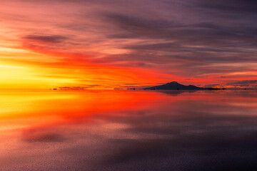 Salar de Uyuni at Sunset, Salt flat in Bolivia