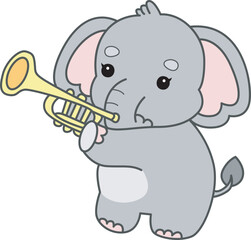 Cute Elephant vector icon. Funny baby Elephant animal series stock illustration. Life of fluffy Elephant designs.