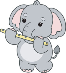 Cute Elephant vector icon. Funny baby Elephant animal series stock illustration. Life of fluffy Elephant designs.
