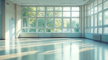 Fototapeta premium Empty Modern Classroom In the School Interior, Back to School Concept Book, Chair, table 3D Render.