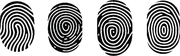 Abstract Types of Fingerprint Patterns for Identity Person Security ID on white Background for Design