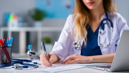 Female Doctor Performing Research in a Lab Generative AI - Powered by Adobe