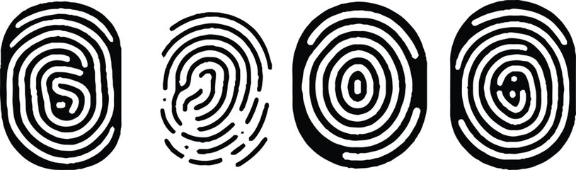 Naklejka premium Collection of 4 fingerprint lock. Fingerprint vector illustration