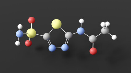Obraz premium acetazolamide molecule 3d, molecular structure, ball and stick model, structural chemical formula diuretic agent