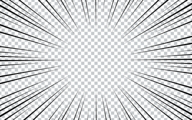 Speed ​​lines in frame for manga comic book. Radial motion background. Vector illustration
