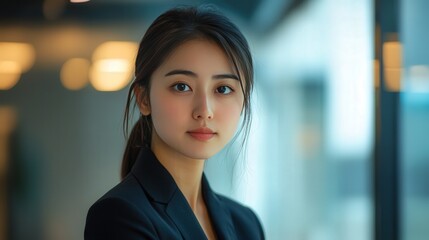 Naklejka premium Confident Businesswoman Standing Indoors at Office