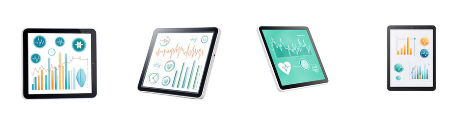 Fototapeta premium Colorful Digital Health Data Displays on Modern Tablet Screens