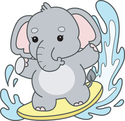 Cute Elephant vector icon. Funny baby Elephant animal series stock illustration. Life of fluffy Elephant designs.