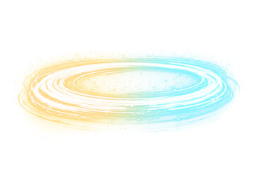 Glowing Circular Trail of Neon Light With Particle Effects on a Transparent Background